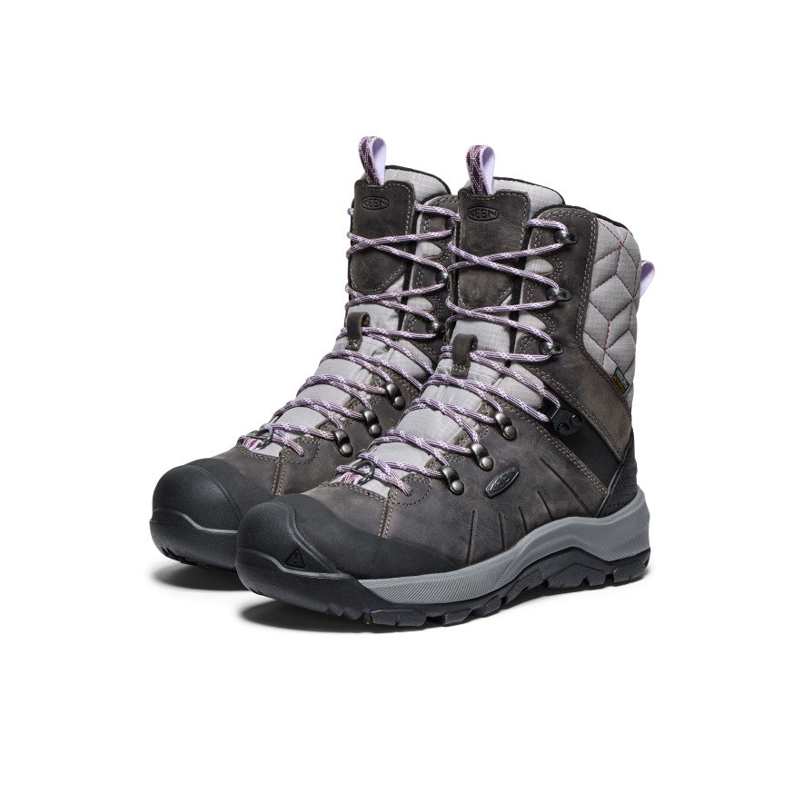 (取寄) キーン レディース レベル 4 ハイ ポラール インサレーテッド ウォータープルーフ KEEN women Revel 4 High Polar Insulated Waterproof Steel Grey/Orchid Petal Women's Revel IV High Polar Waterproof Boot | Steel Grey/Orchid