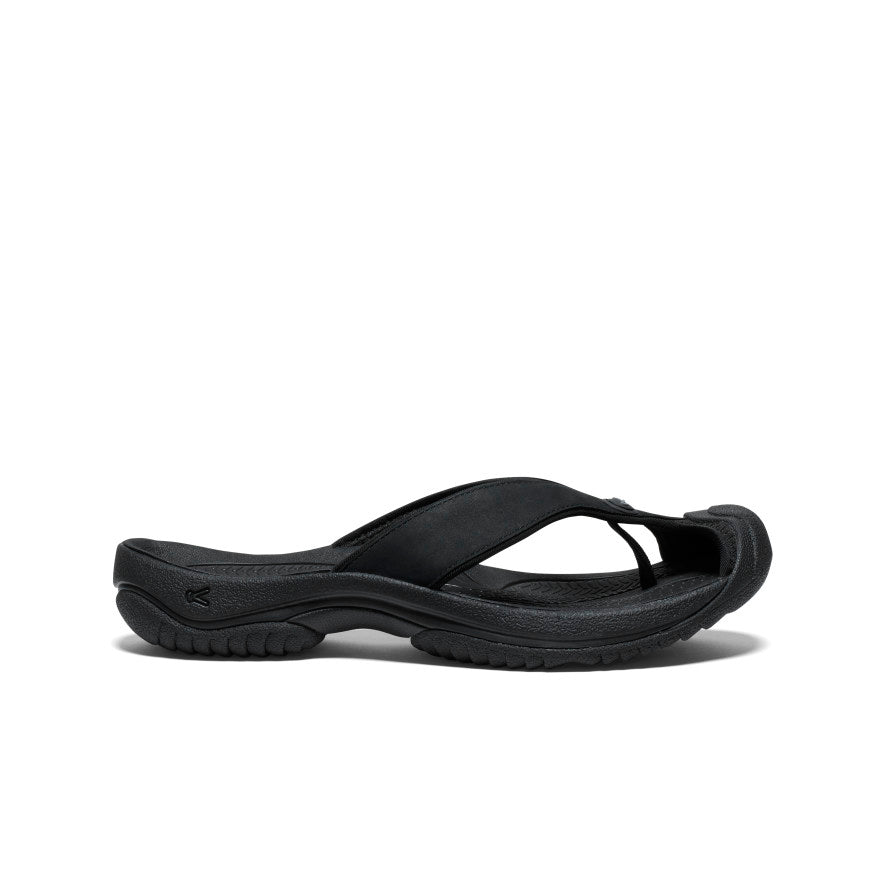 Men's Waimea Black/Black Leather Flip-Flop | KEEN | KEEN Footwear