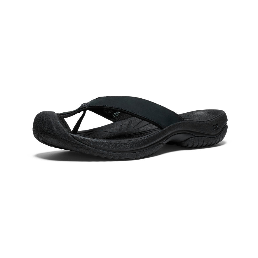 Men's Waimea Black/Black Leather Flip-Flop | KEEN | KEEN Footwear