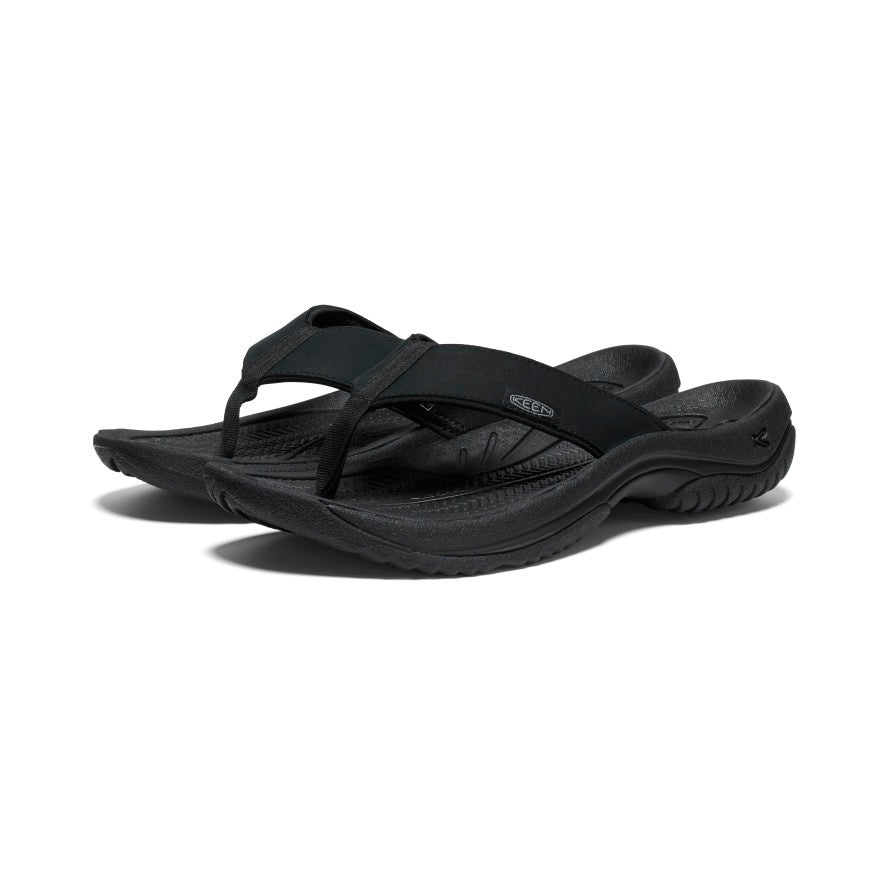 Men's Kona Flip Black/Steel Grey Leather Flip-Flop | KEEN | KEEN