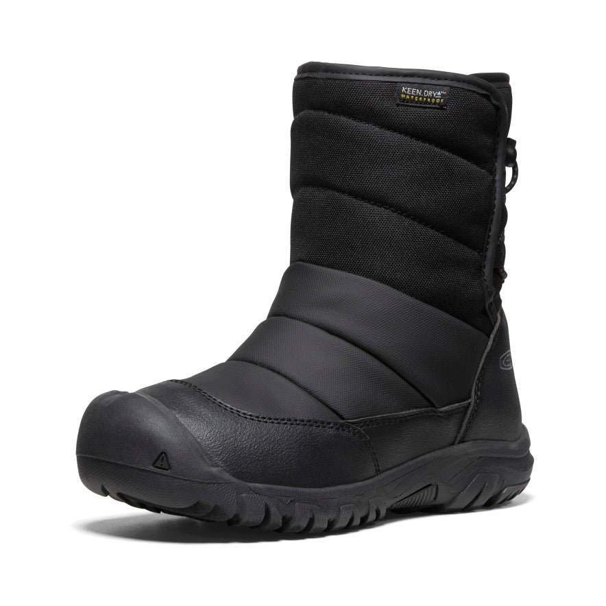 スキー keen.dry Big Kids' Puffrider Waterproof Black Boot | Black/Steel Grey