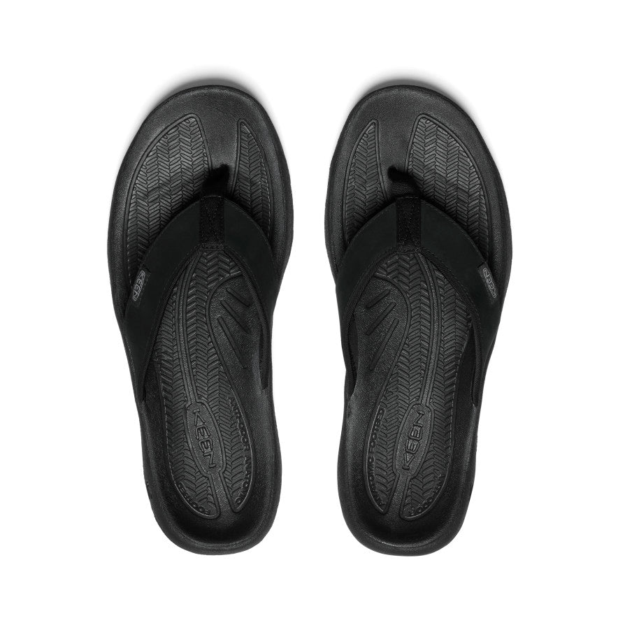 Men's Kona Flip Black/Steel Grey Leather Flip-Flop | KEEN | KEEN