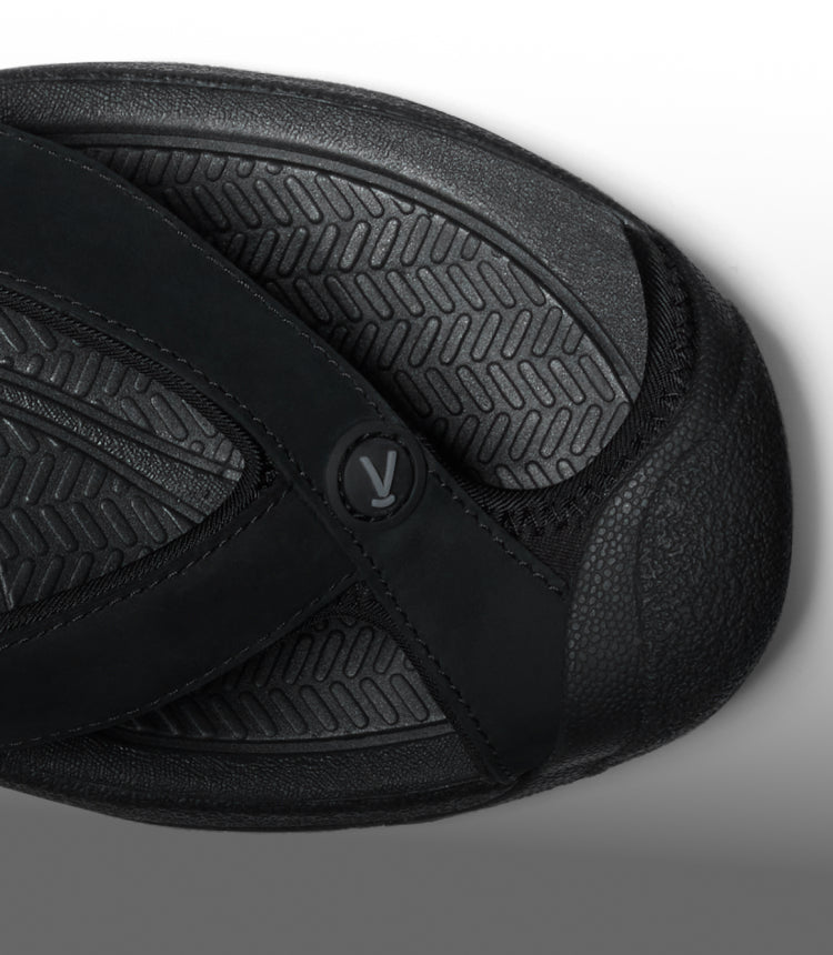 Men's Waimea Black/Black Leather Flip-Flop | KEEN | KEEN Footwear
