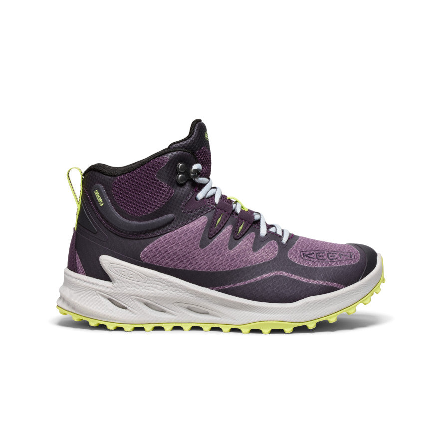 【keeno】at dusk Women's Zionic Waterproof Hiking Boot | Black Plum/Daiquiri Green