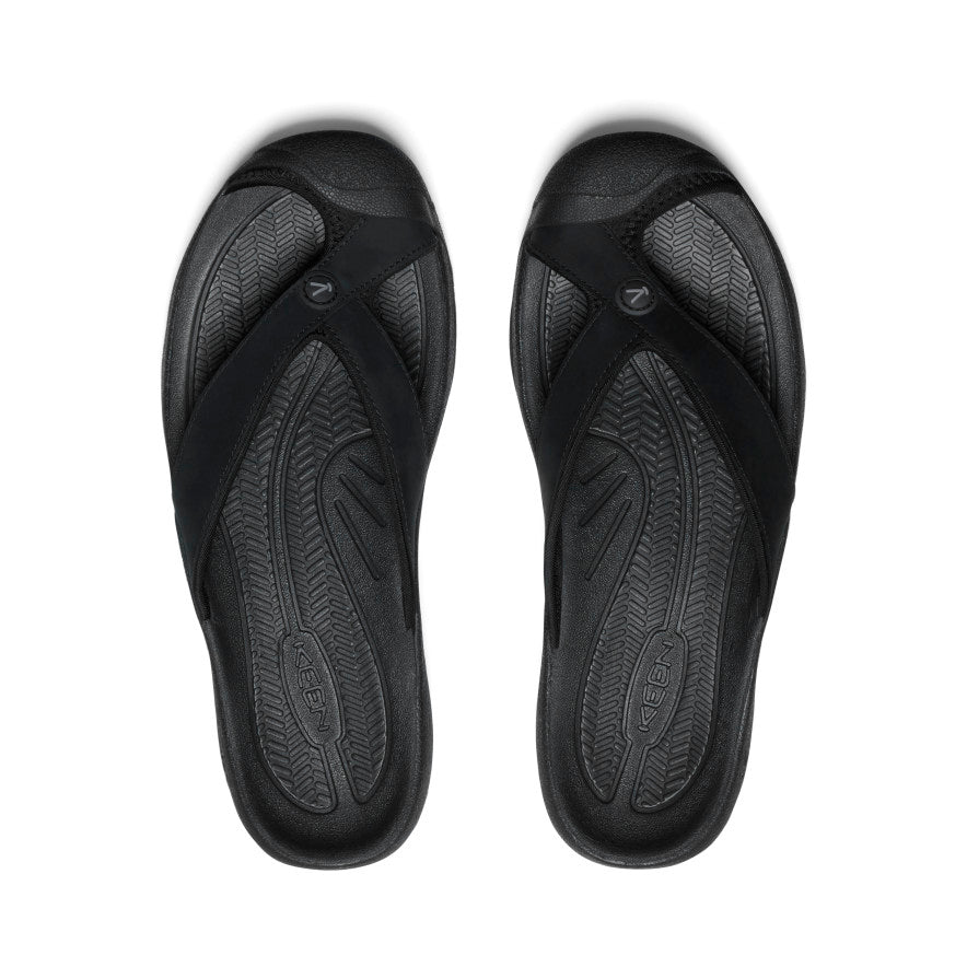 Men's Waimea Black/Black Leather Flip-Flop | KEEN | KEEN Footwear